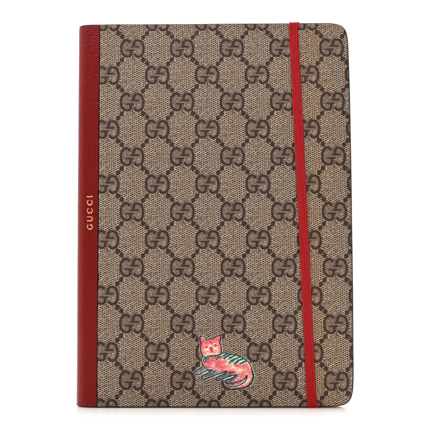 Gucci GG Supreme Monogram Pattern Red Cat Notebook Beige Multicolor New Acero 1 of 7