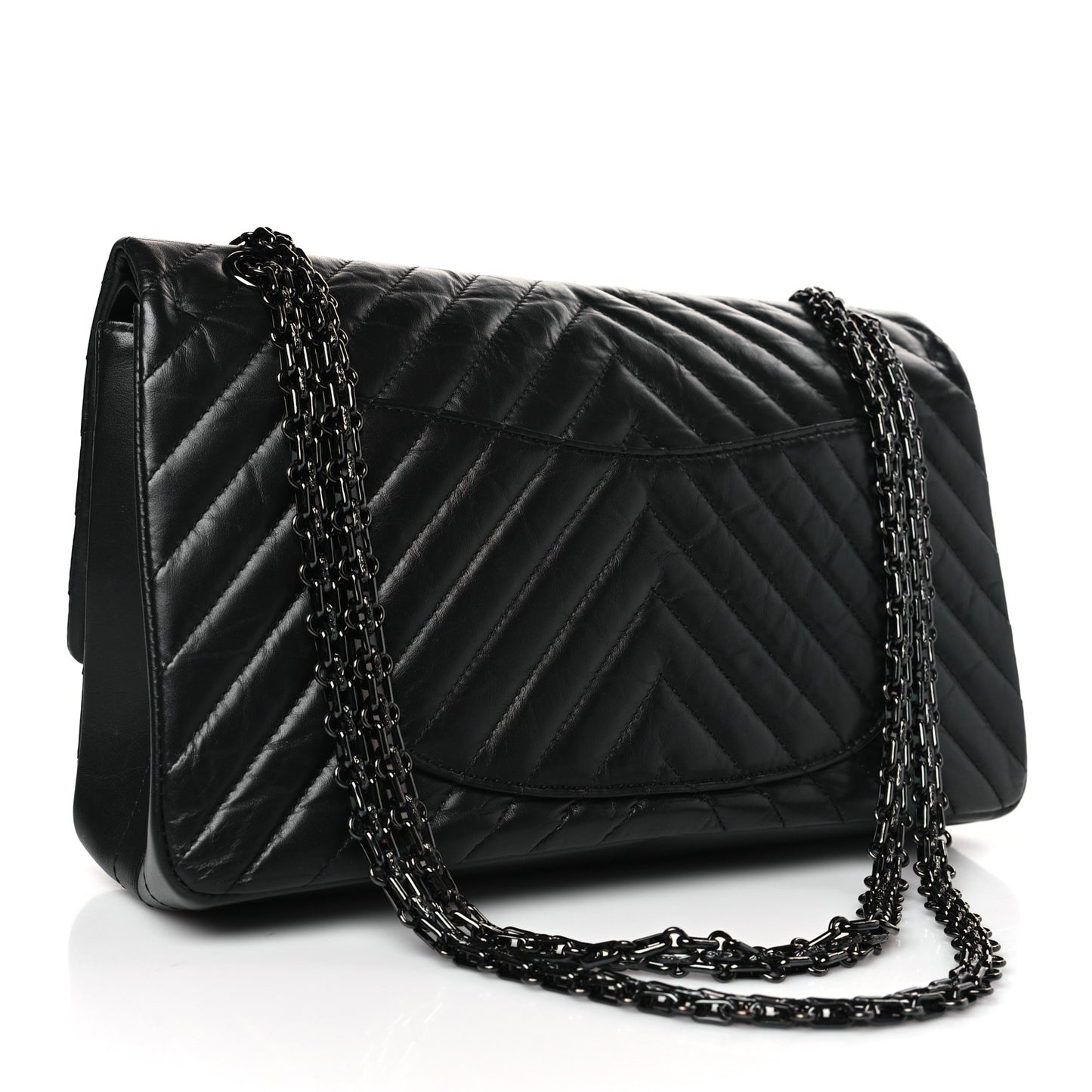 Aged Calfskin Chevron Quilted 2.55 Reissue 226 So Black