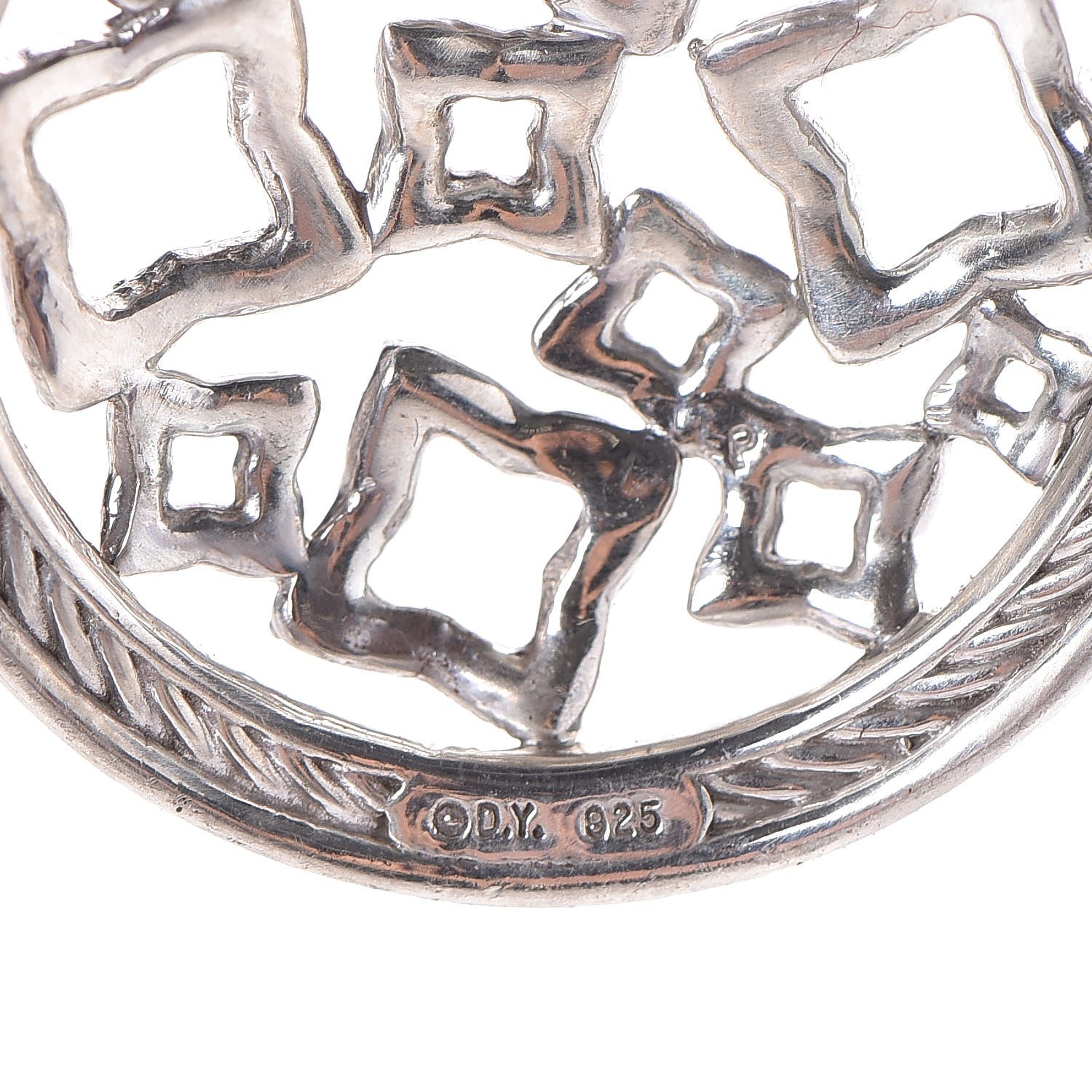 David Yurman Sterling Silver Diamond Quatrefoil Pendant Necklace 4 of 5