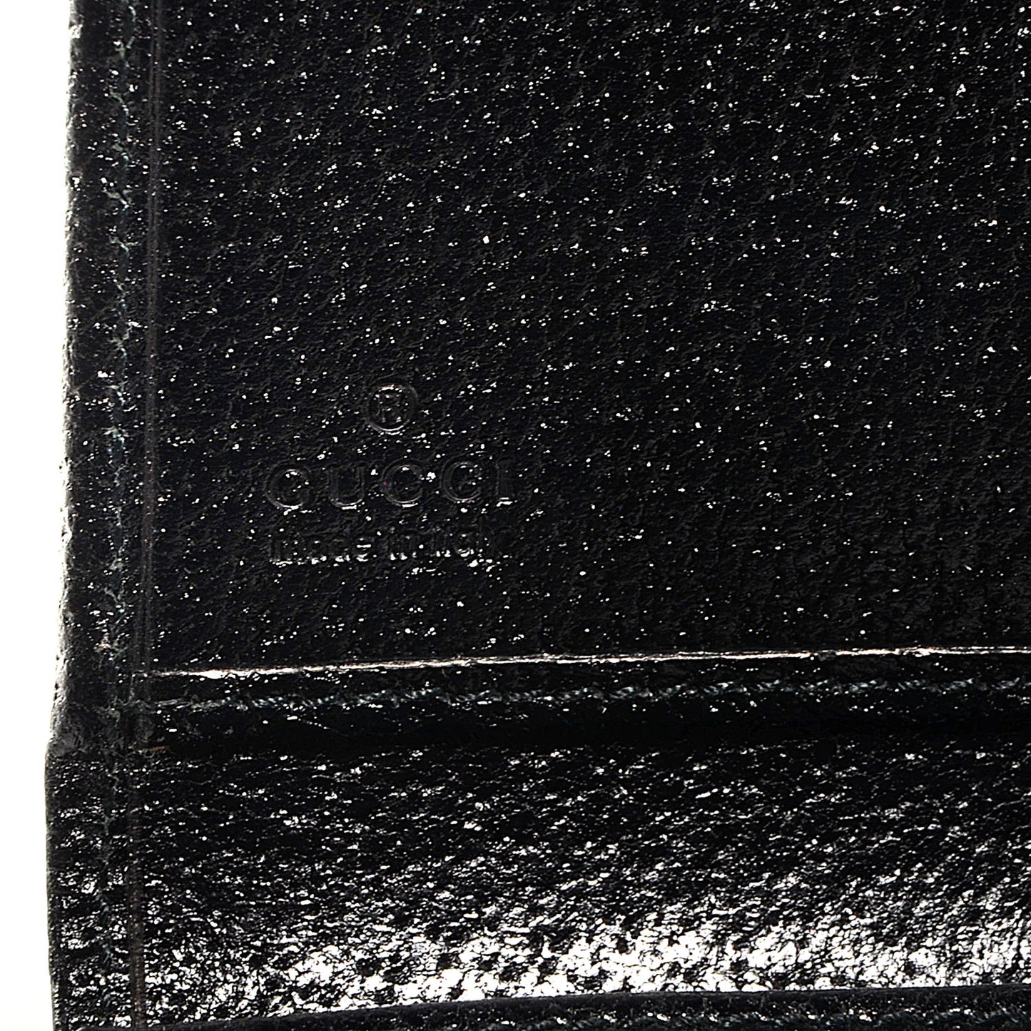 Leather Metal Bar Continental Wallet Black