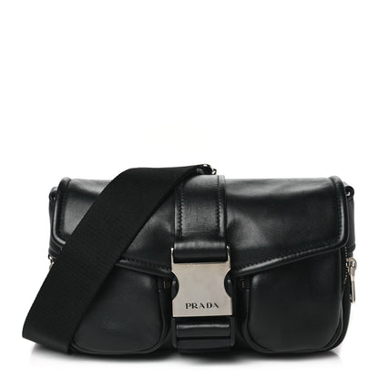 Prada Nappa Double Pocket Buckle Shoulder Bag Black 1 of 9