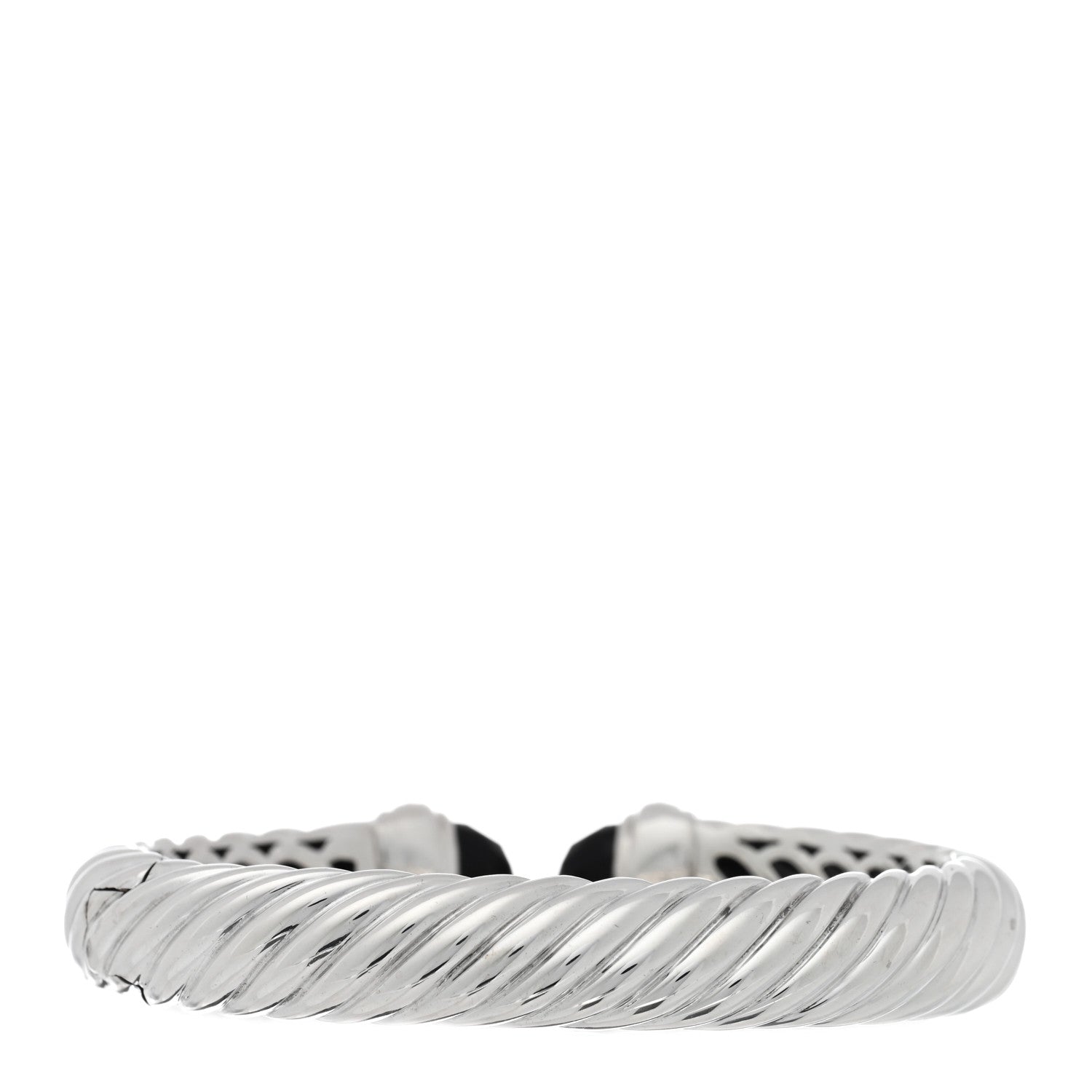 David Yurman Sterling Silver Diamond Black Onyx 10mm Waverly Bracelet 2 of 3