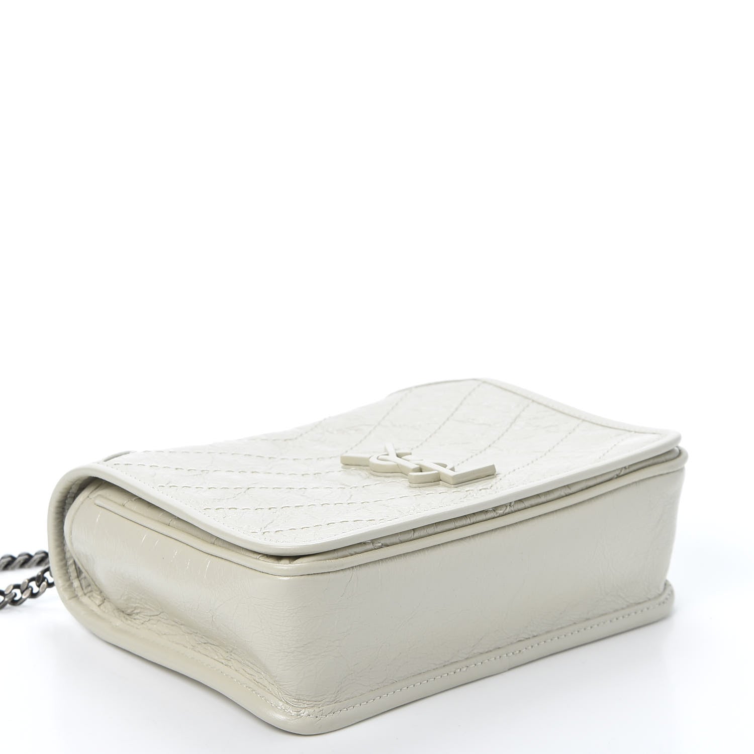 Saint Laurent Crinkled Calfskin Matelasse Monogram Niki Chain Wallet Crema Soft 3 of 9