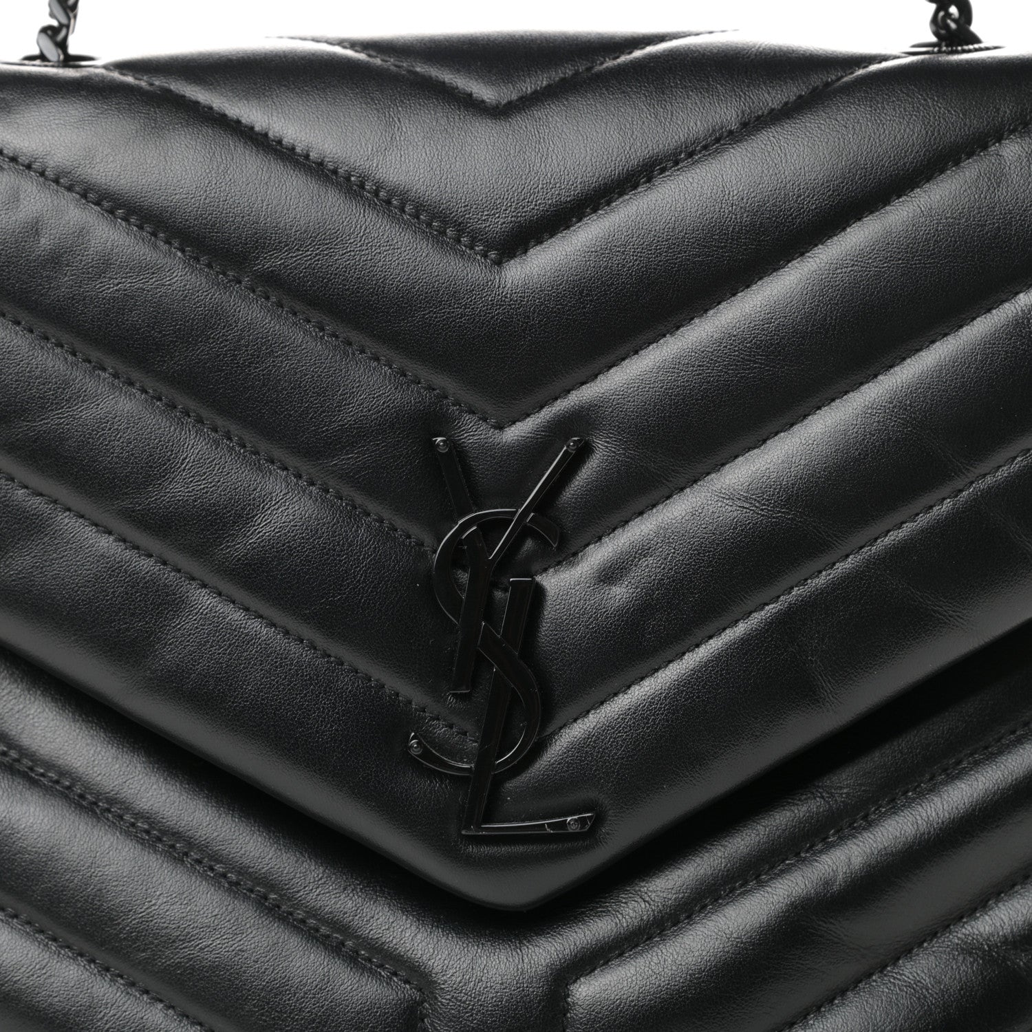 Saint Laurent Calfskin Y Quilted Monogram Medium Loulou Chain Satchel Black 10 of 10