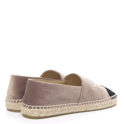 Chanel Velvet Logo Espadrilles 36 Beige Black 4 of 8