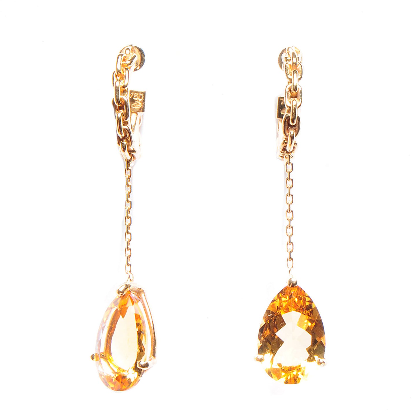 18K Gold Citrine Baby Don't Cry Drop Earrings