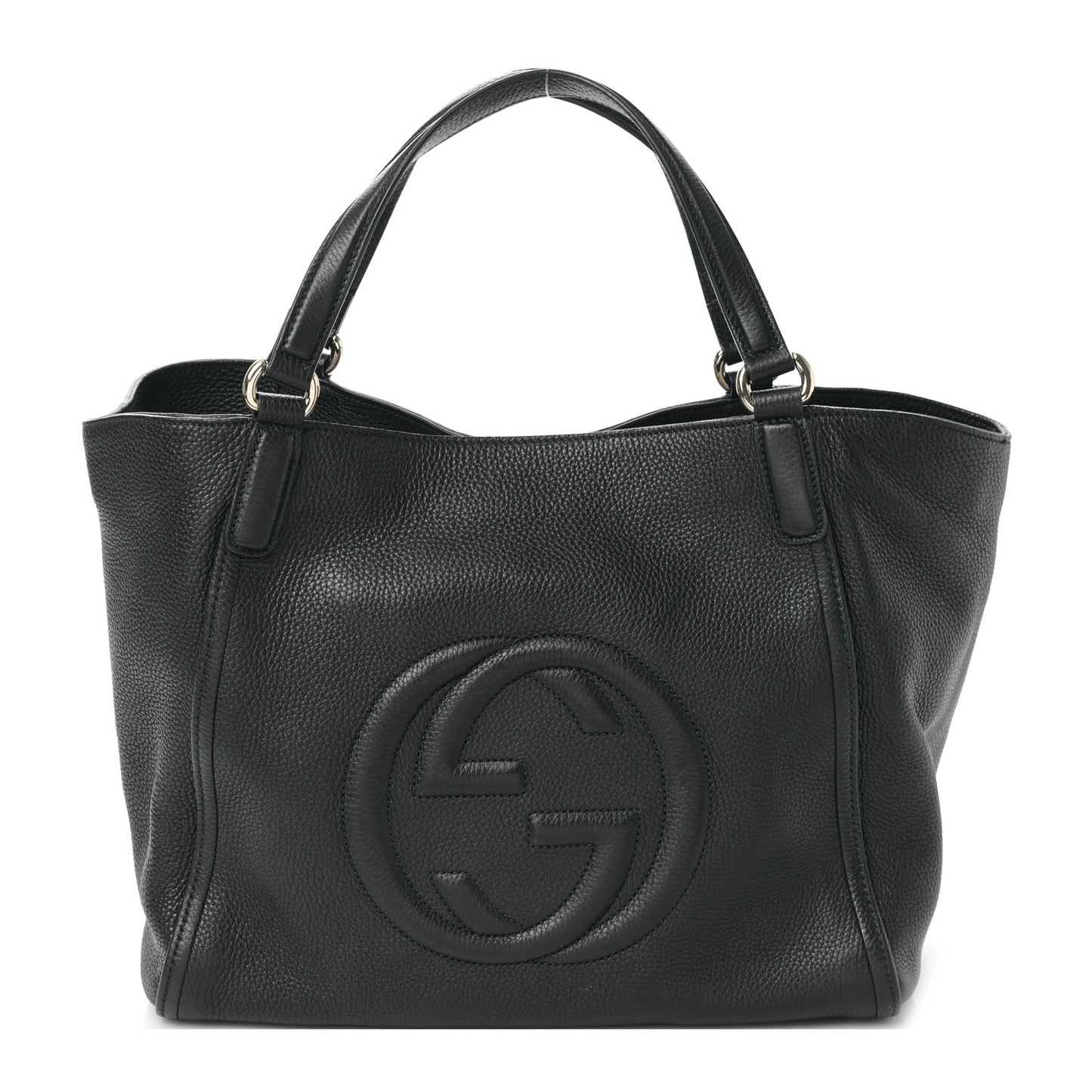 Pebbled Calfskin Medium Soho Shoulder Bag Black