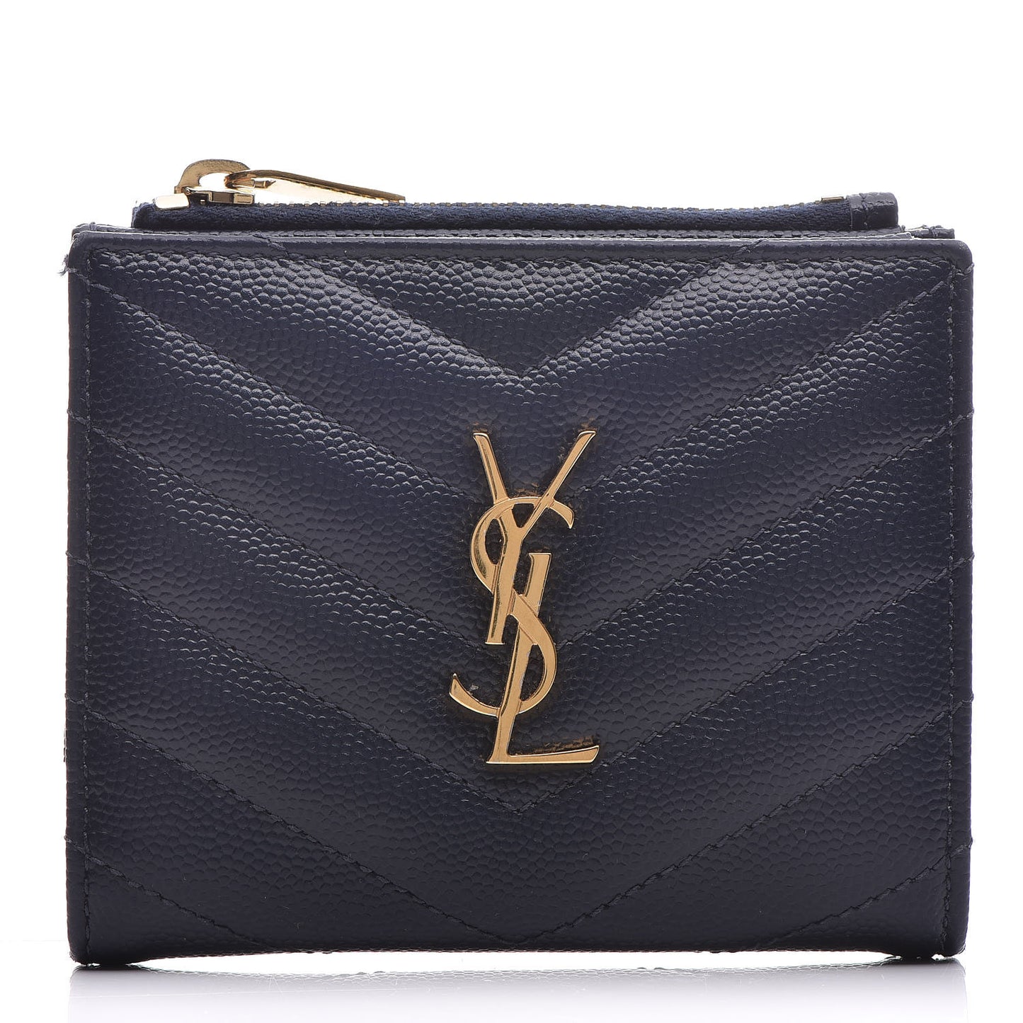 Grain De Poudre Matelasse Chevron Monogram Zipped Card Case Navy