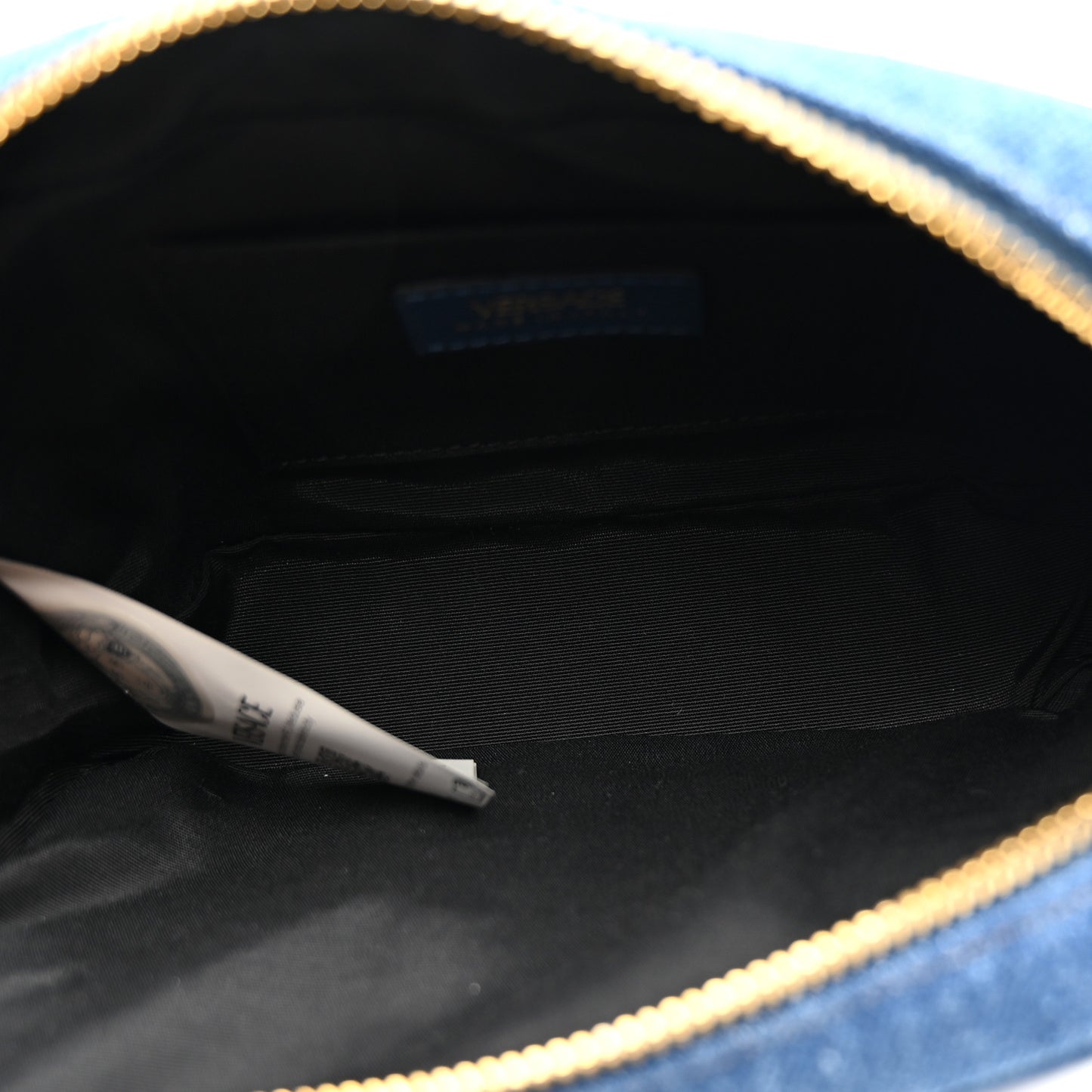 Denim Quilted La Medusa Camera Bag Blue