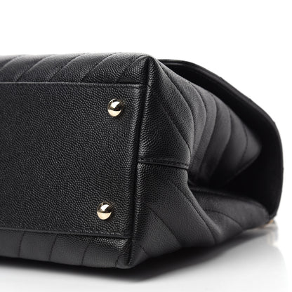 Chanel Caviar Chevron Quilted Small Coco Handle Flap Black 7 of 11