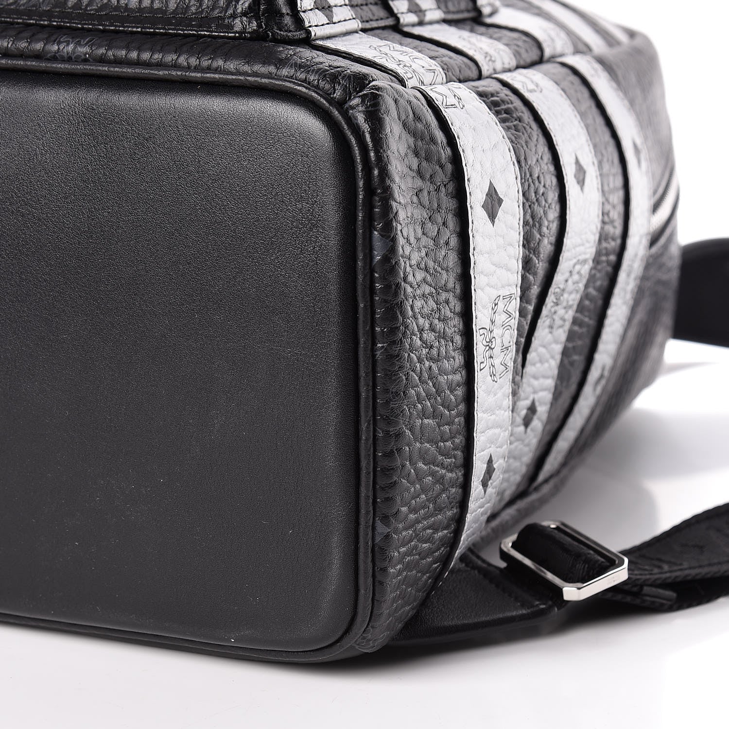 MCM Metallic Visetos Striped Medium Stark Backpack Silver Black 11 of 12