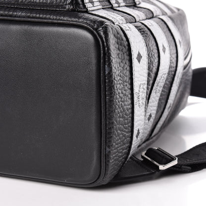 MCM Metallic Visetos Striped Medium Stark Backpack Silver Black 11 of 12