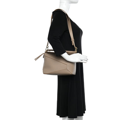 Loewe Grained Calfskin Small Puzzle Edge Bag Sand 2 of 11