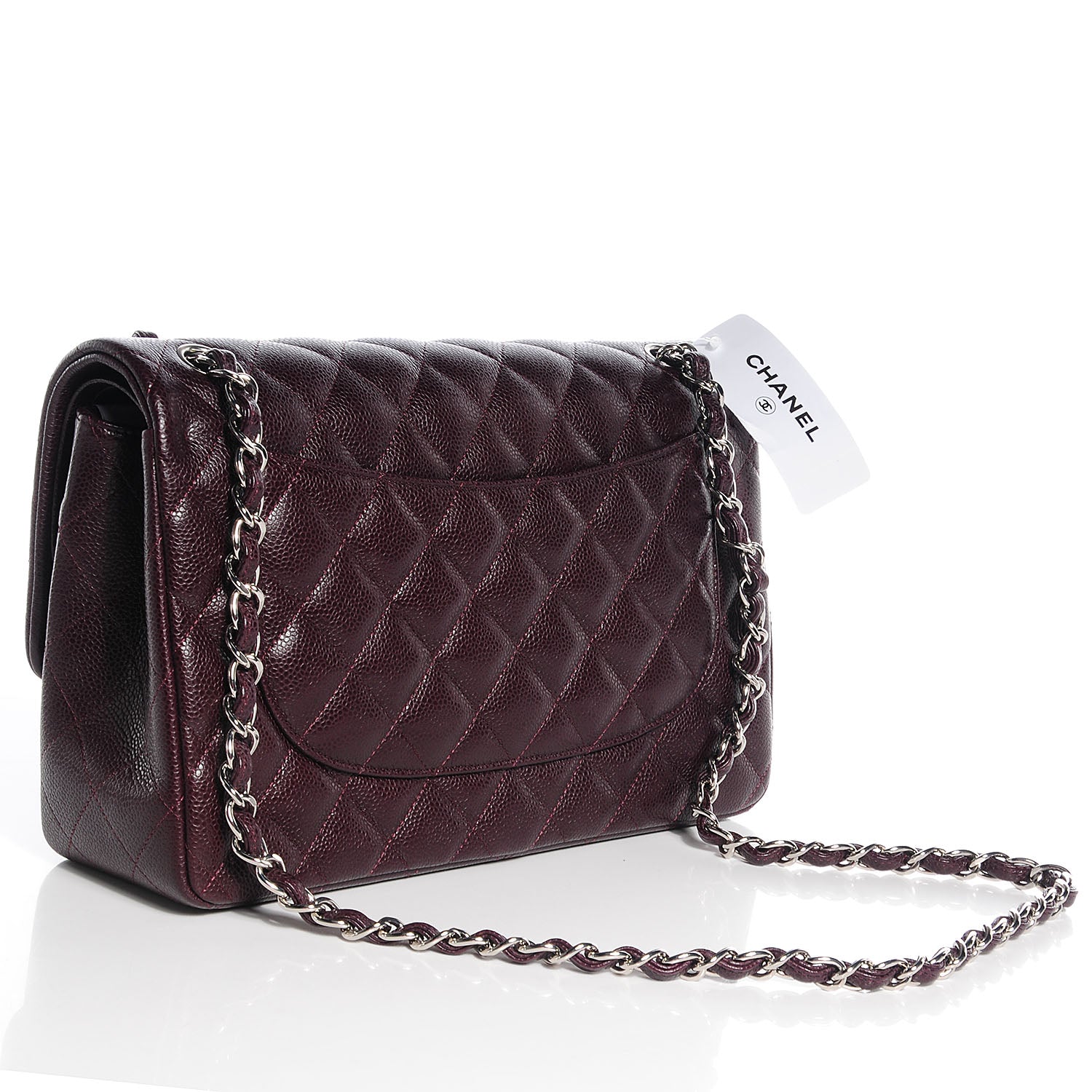 Chanel Caviar Quilted Jumbo Double Flap Burgundy 3 of 9