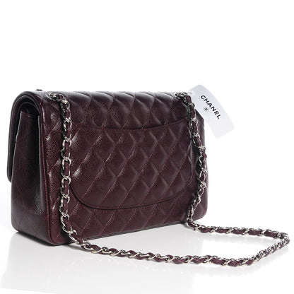 Chanel Caviar Quilted Jumbo Double Flap Burgundy 3 of 9