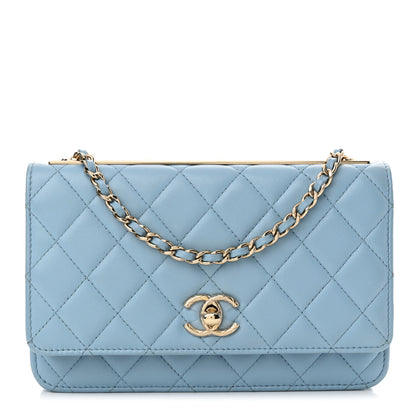 Chanel Lambskin Quilted Trendy CC Wallet On Chain WOC Light Blue 1 of 13