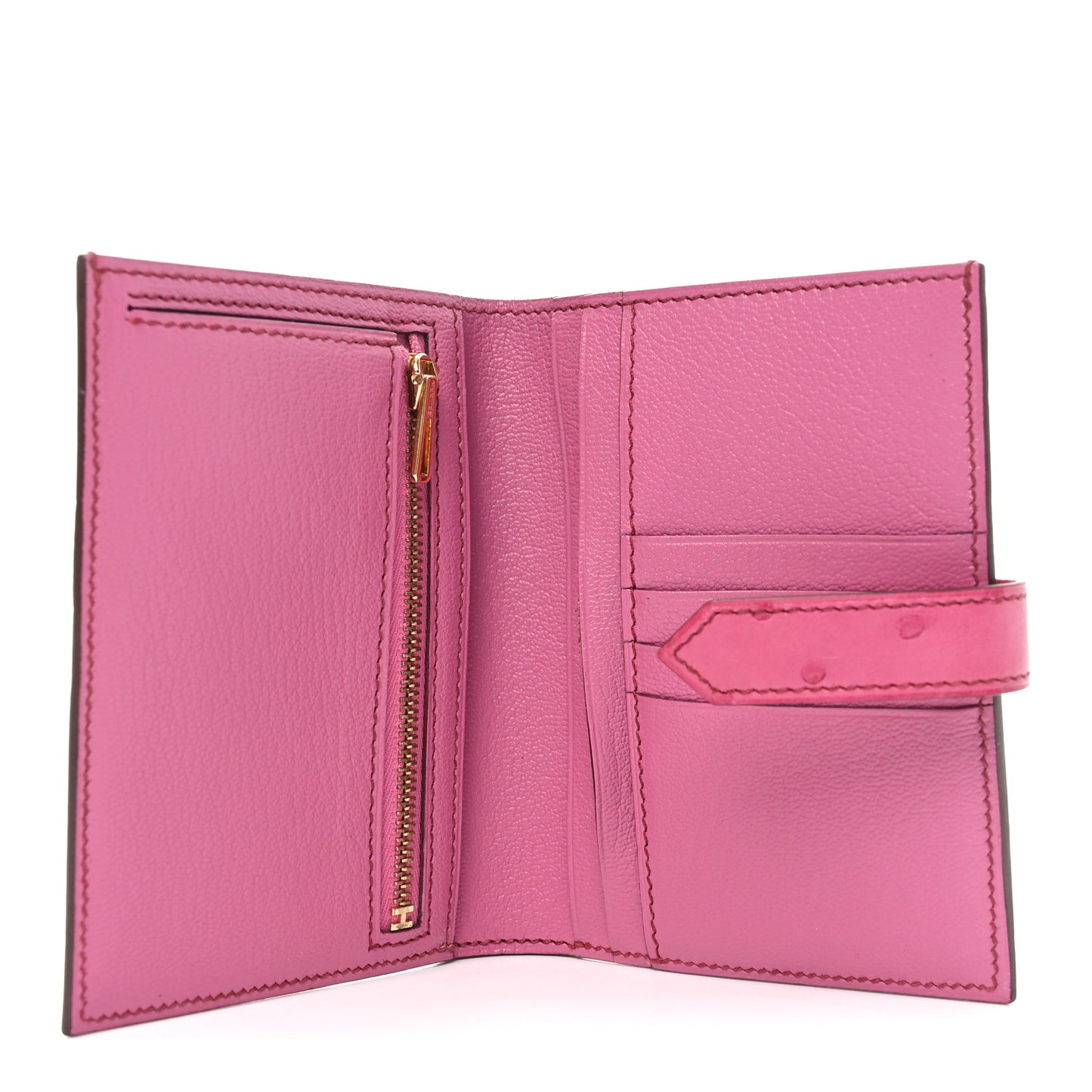 Ostrich Bearn Compact Wallet Fuchsia