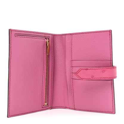 Hermes Ostrich Bearn Compact Wallet Fuchsia 5 of 6