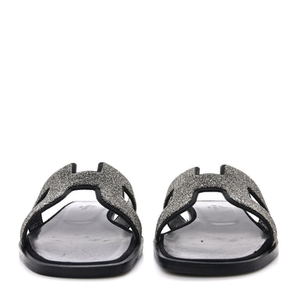 Hermes Suede Goatskin Crystal Powder Oran Sandals 35.5 Marine 2 of 8