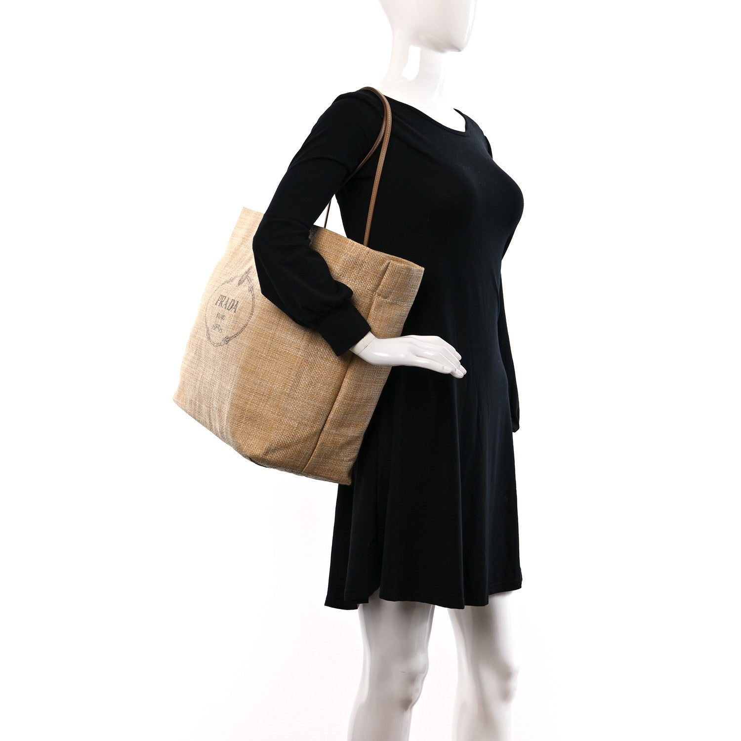Prada Raffia Logo Tote Naturale 2 of 8