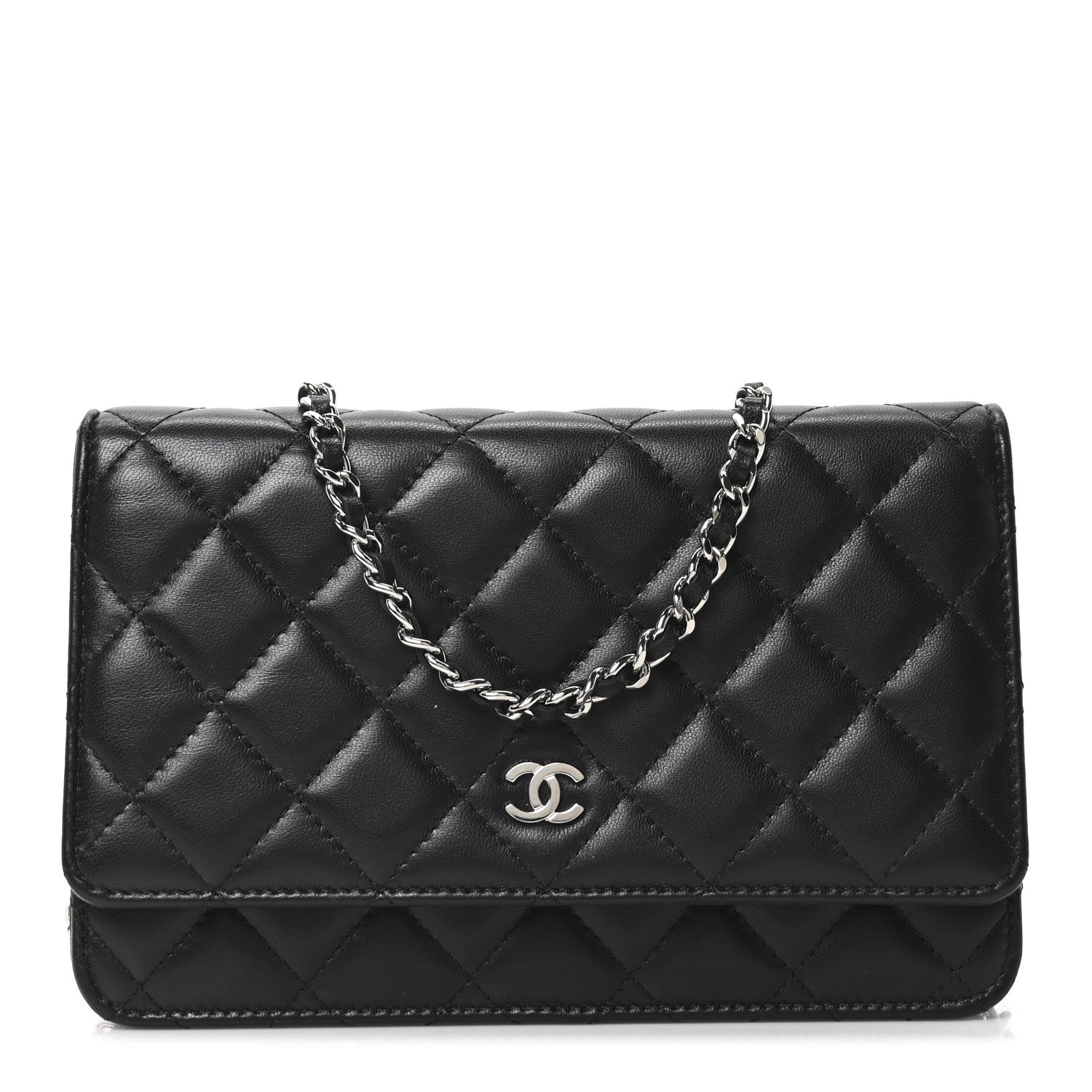 Chanel Lambskin Quilted Wallet On Chain WOC Black 1 of 11