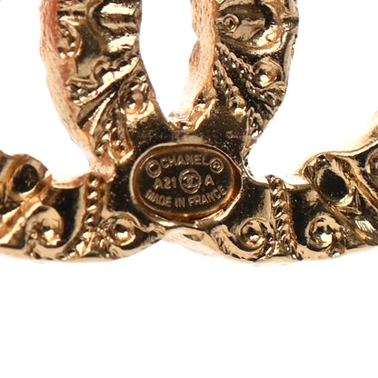 Chanel Metal Textured CC Earrings Gold 4 of 4
