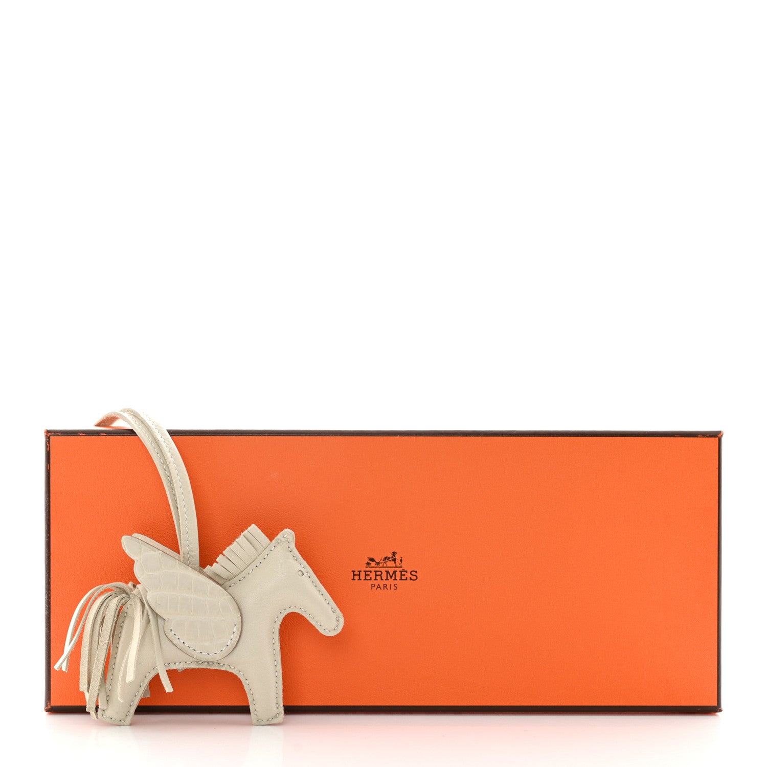 Hermes Milo Lambskin Matte Alligator Touch Grigri Rodeo Pegase Horse Bag Charm PM Craie Nata Beton 6 of 6