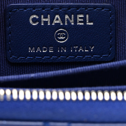 Chanel Lambskin Quilted Zip Around Coin Purse Wallet Blue 6 of 8