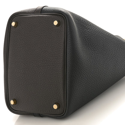 Hermes Taurillon Clemence Casaque Picotin Lock 18 PM Ebene Black Etoupe 8 of 9