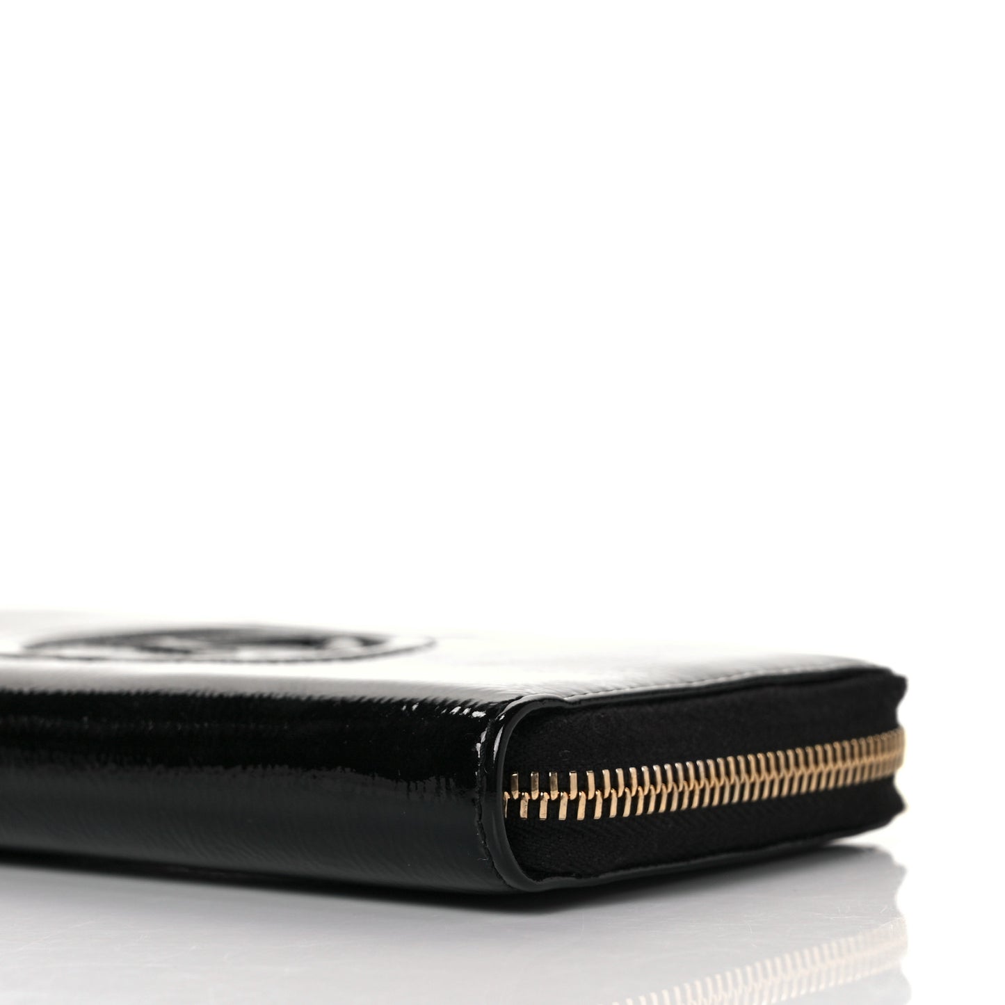 Patent Calfskin Soho Zip Around Wallet Black