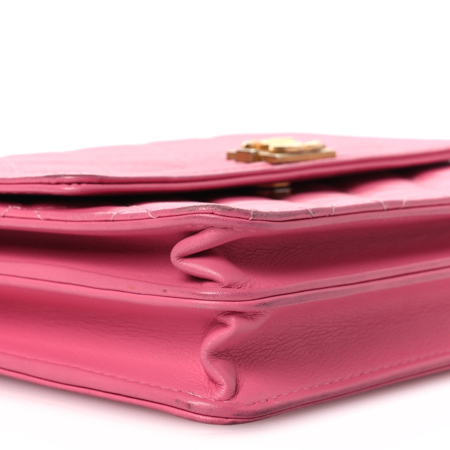Chanel Lambskin Quilted Boy Square Wallet on Chain WOC Pink 10 of 14