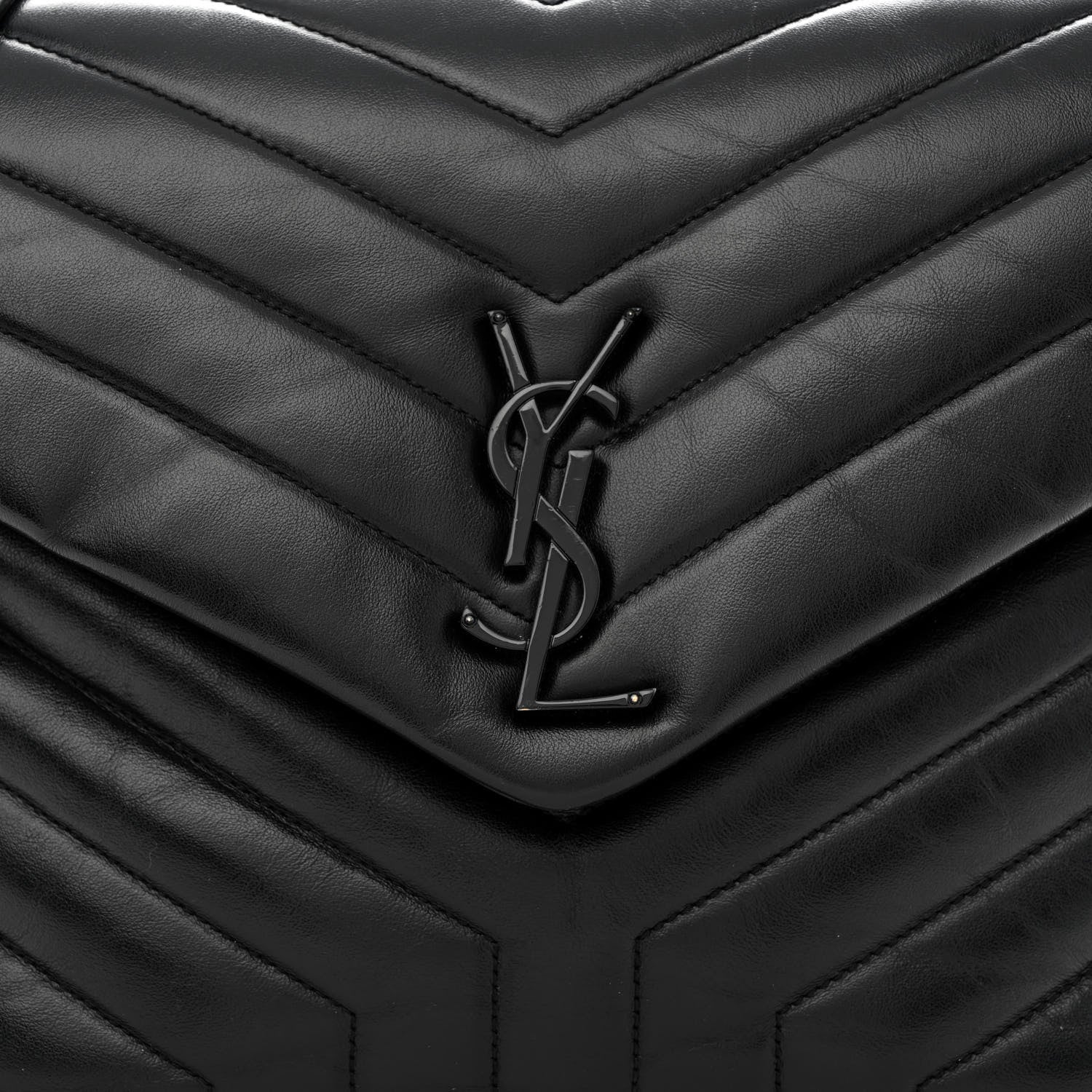 Saint Laurent Calfskin Y Quilted Monogram Medium Loulou Chain Satchel Black 8 of 11