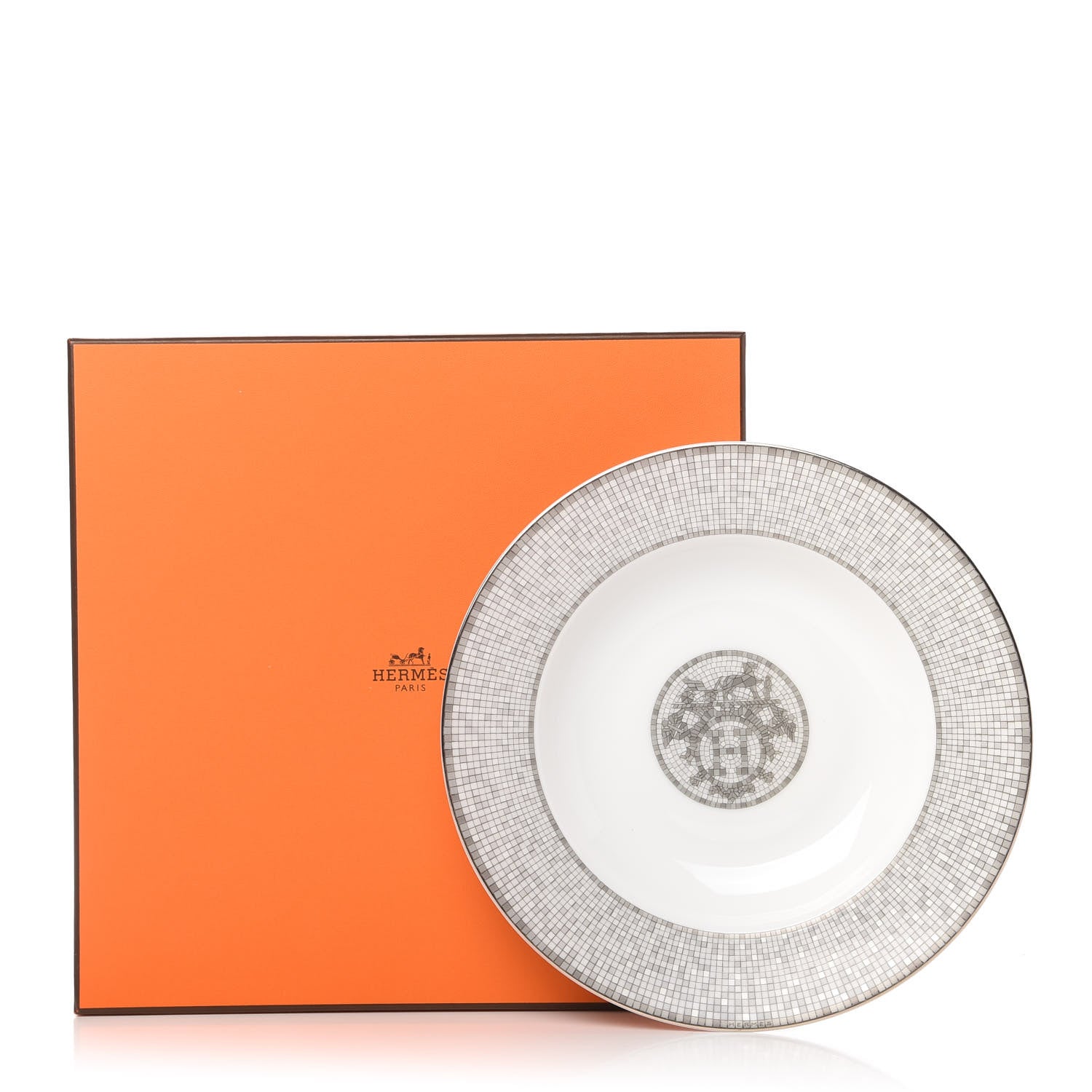 Hermes Porcelain Mosaique Au 24 Platine Soup Bowl Set of 2 7 of 7