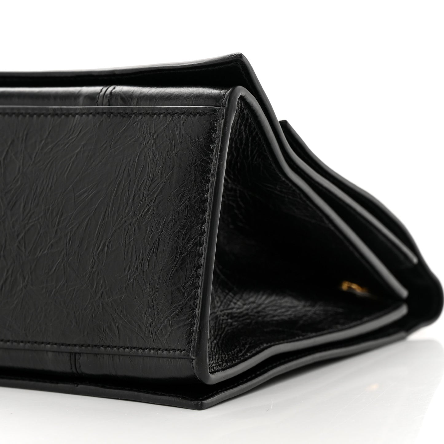 Crushed Calfskin Medium Crush Chain Bag Black