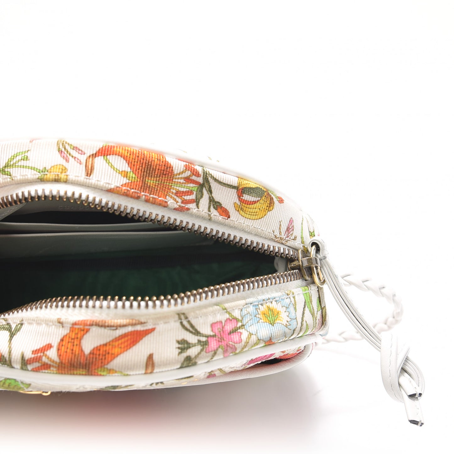 Canvas Flora Floral Trapuntata Mini Zumi Dome Shoulder Bag White