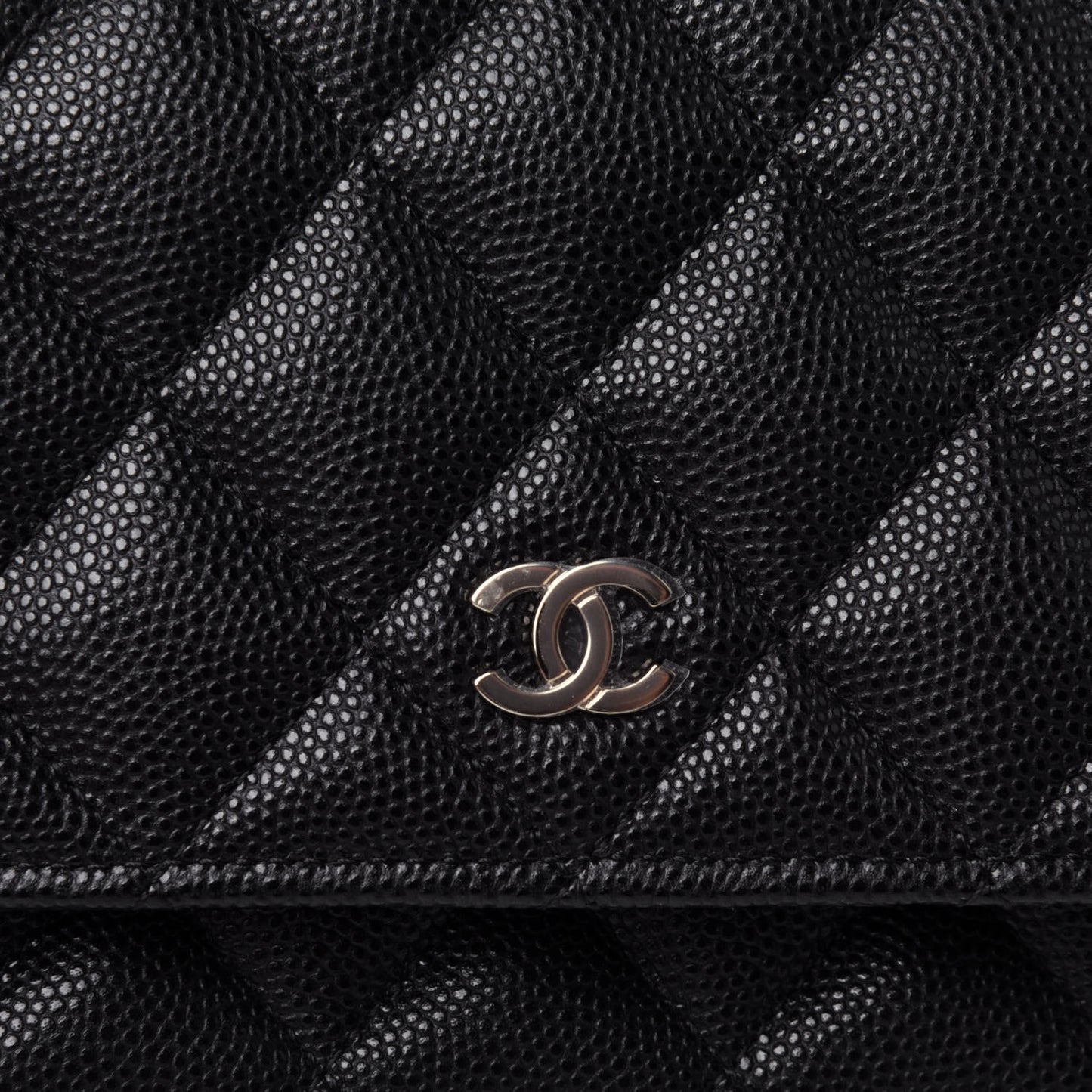 Caviar Quilted Mini Wallet On Chain WOC Black