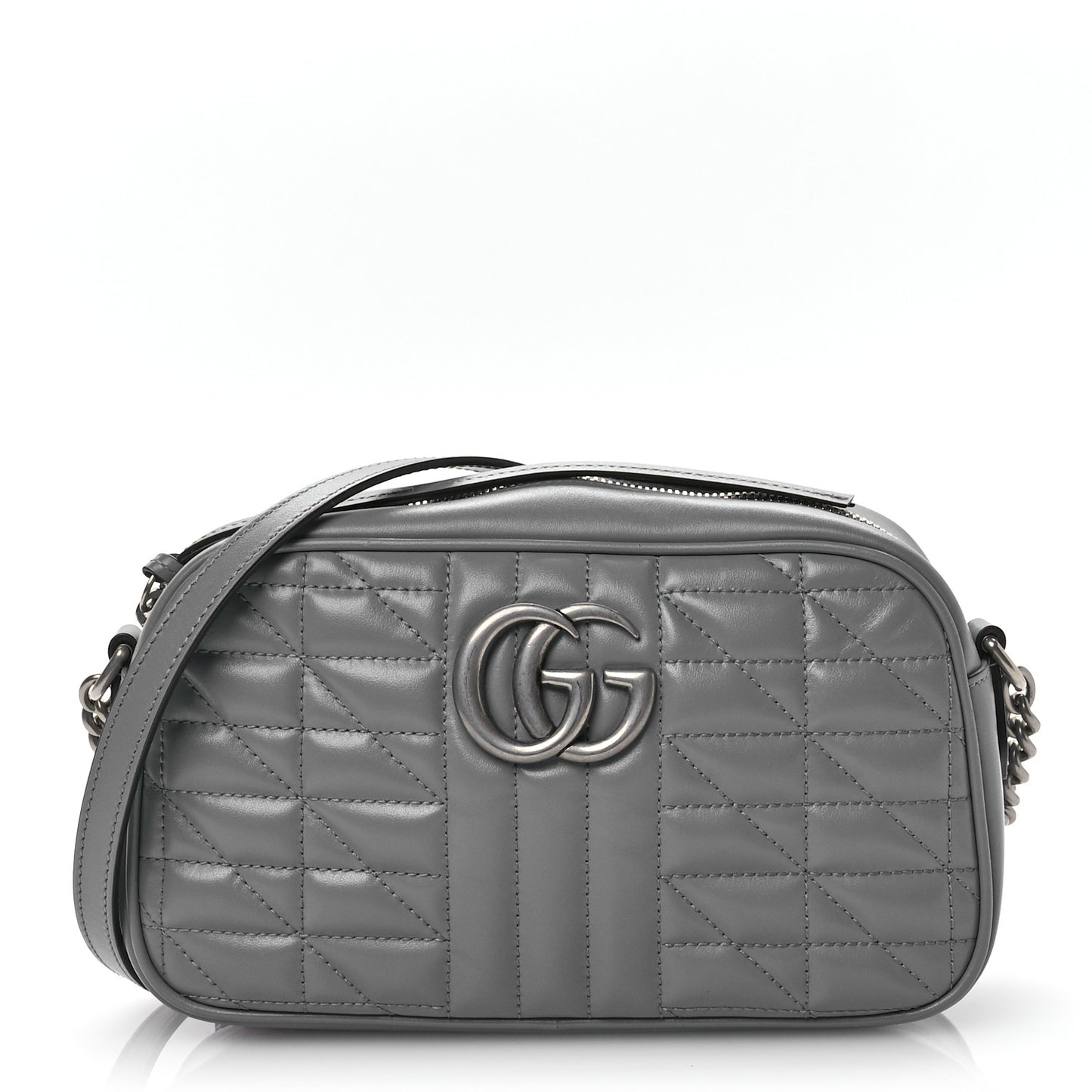 Calfskin Matelasse Aria Small GG Marmont Chain Shoulder Bag Deep Grey