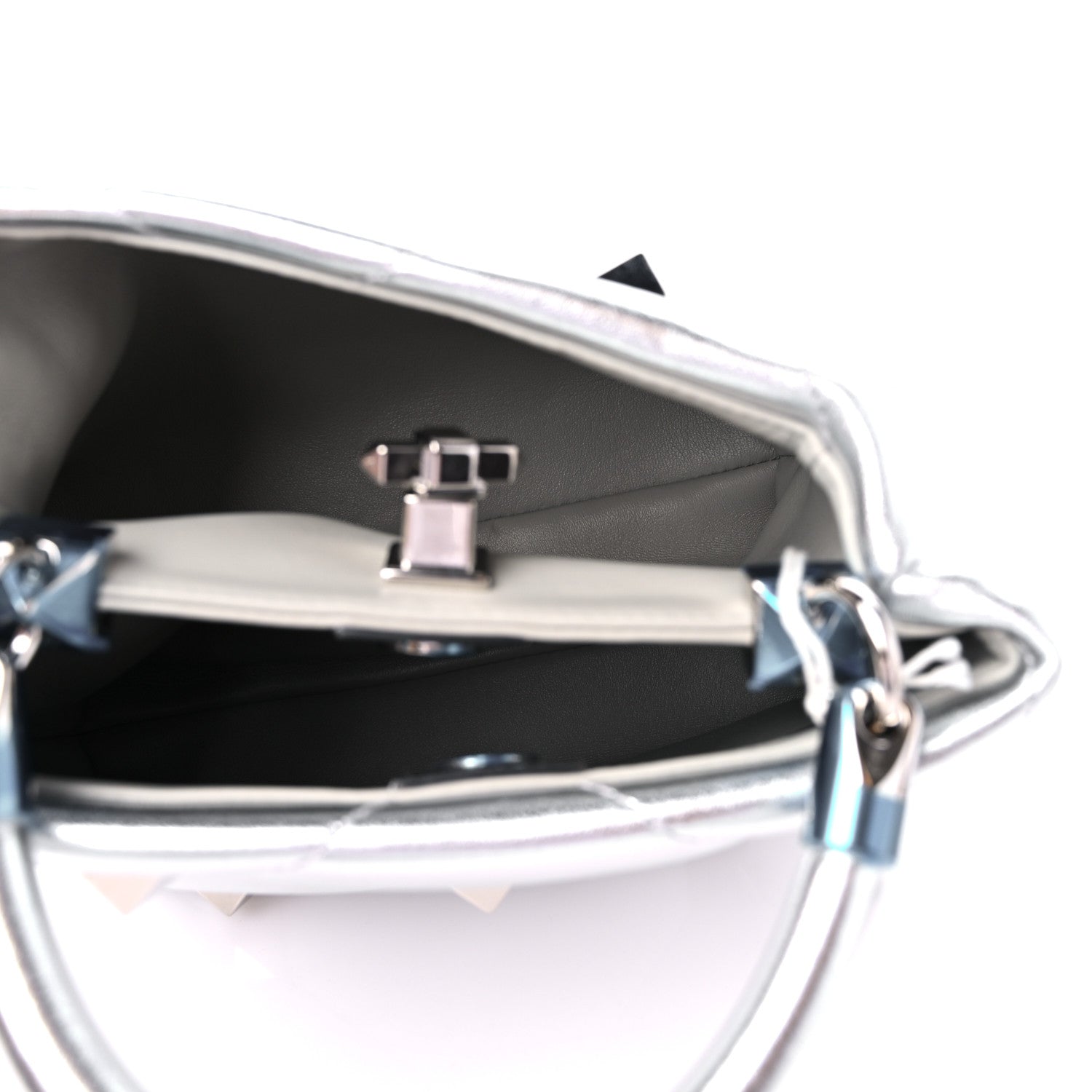 Valentino Garavani Metallic Nappa Small Roman Stud The Handle Bag Silver 5 of 9