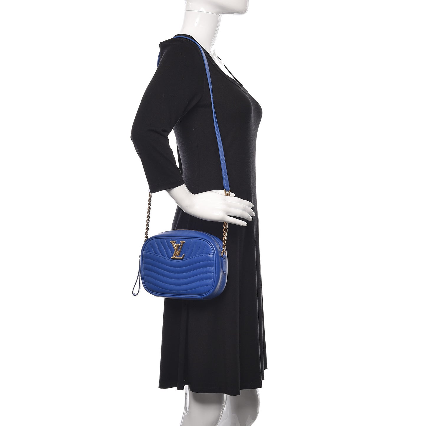 Calfskin New Wave Camera Bag Bleu Neon