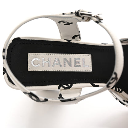 Chanel Printed Lambskin Coco Beach Sandals 39 White Black 7 of 19