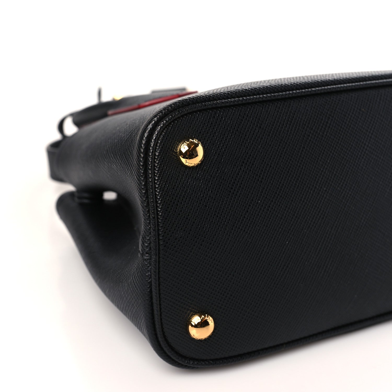 Prada Saffiano Cuir Mini Double Bag Black Ciliegia 7 of 8
