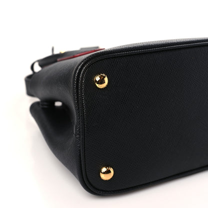 Prada Saffiano Cuir Mini Double Bag Black Ciliegia 7 of 8