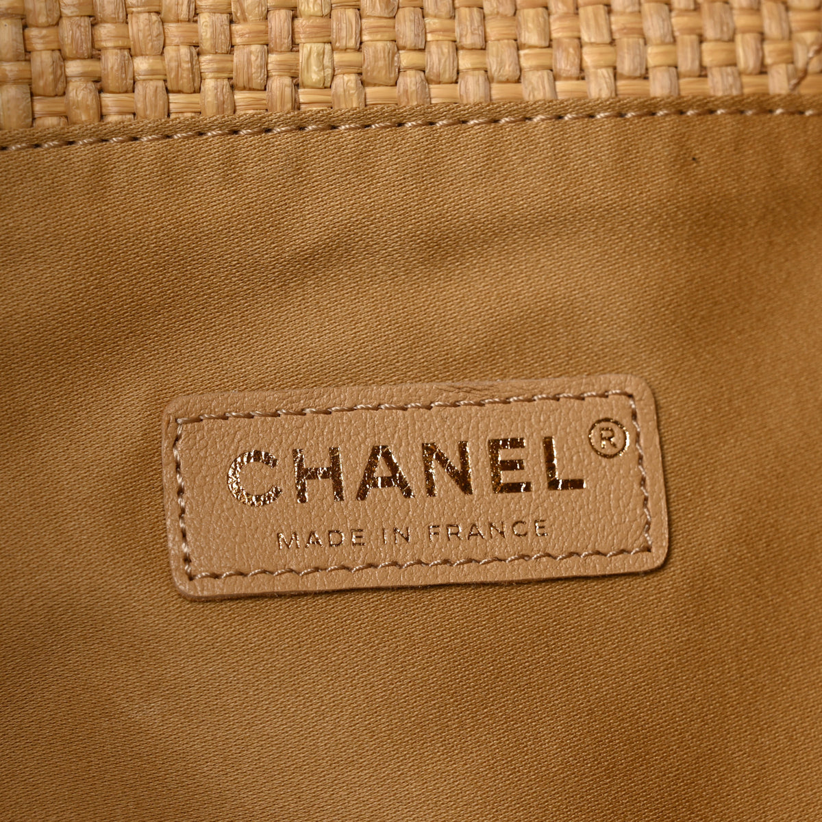 Chanel Braided Raffia Stitched Maxi Shopping Bag Dark Beige Black 7 of 10