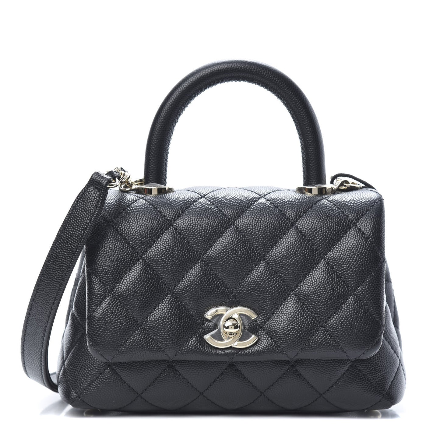 Caviar Quilted Extra Mini Coco Handle Flap Black
