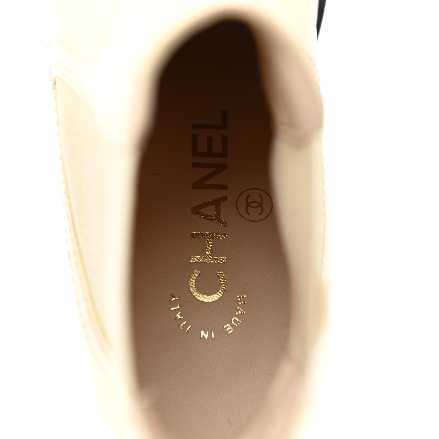 Chanel Calfskin Patent Cork Cap Toe Short Boots 35 White Black 6 of 12