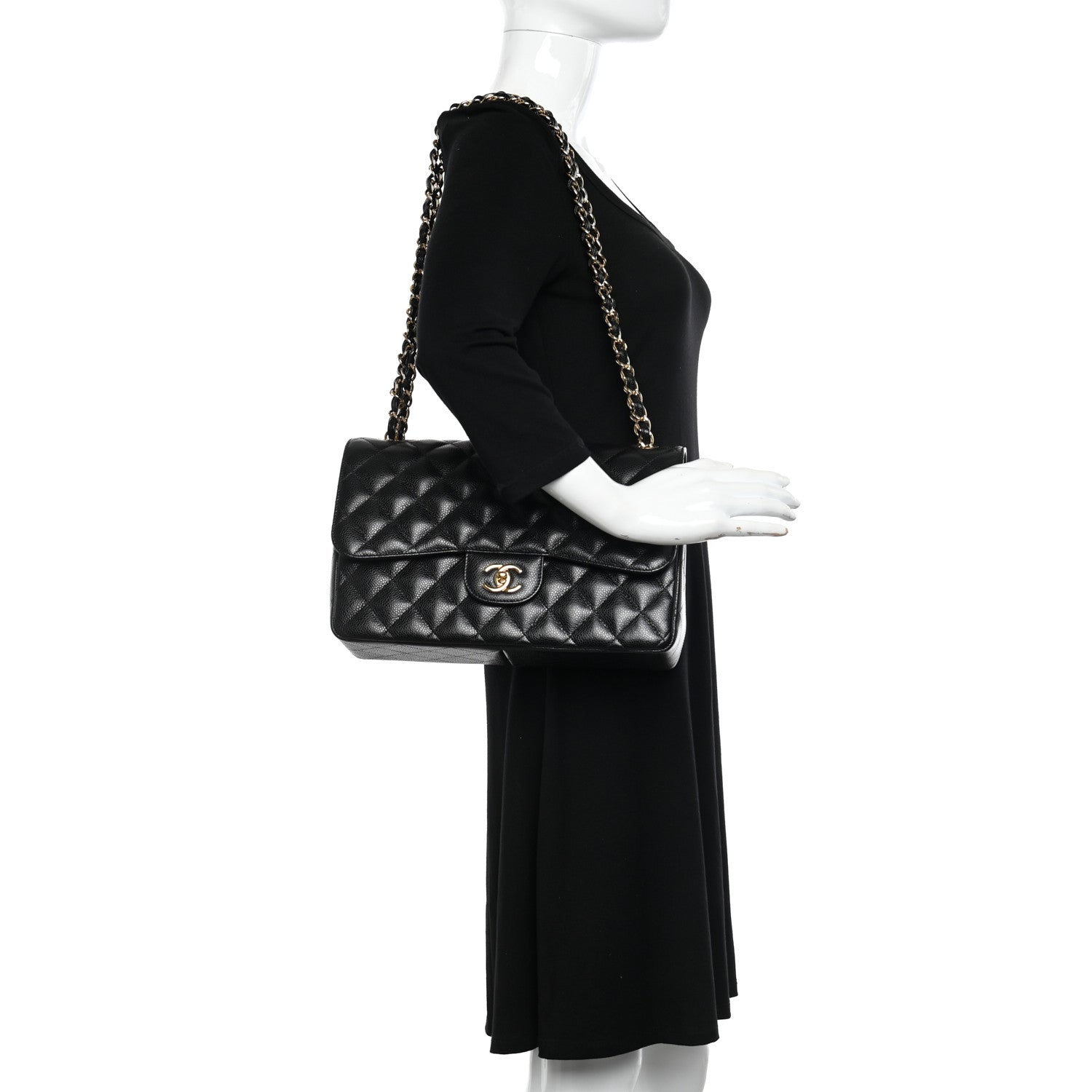 Chanel Caviar Quilted Jumbo Double Flap Black 2 of 11
