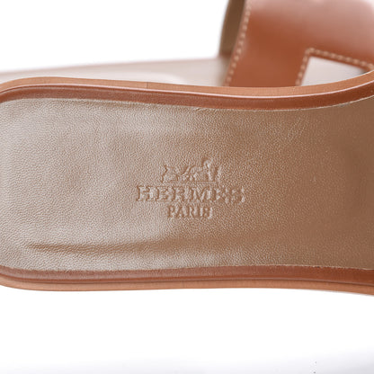 Hermes Box Calfskin Oran Sandals 37.5 Gold 6 of 11