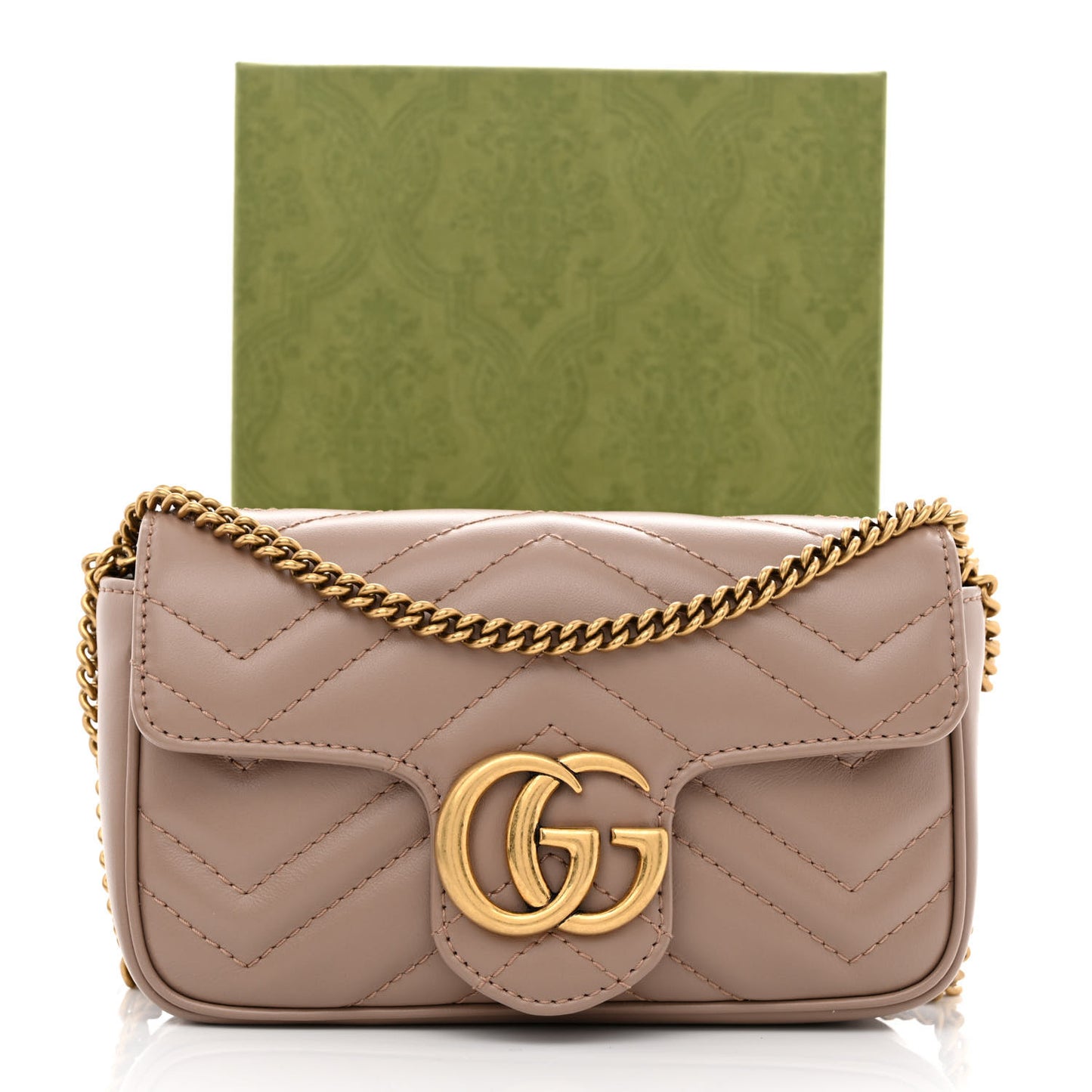 Calfskin Matelasse Super Mini GG Marmont Shoulder Bag Porcelain Rose