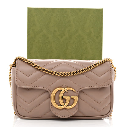 Gucci Calfskin Matelasse Super Mini GG Marmont Shoulder Bag Porcelain Rose 11 of 11