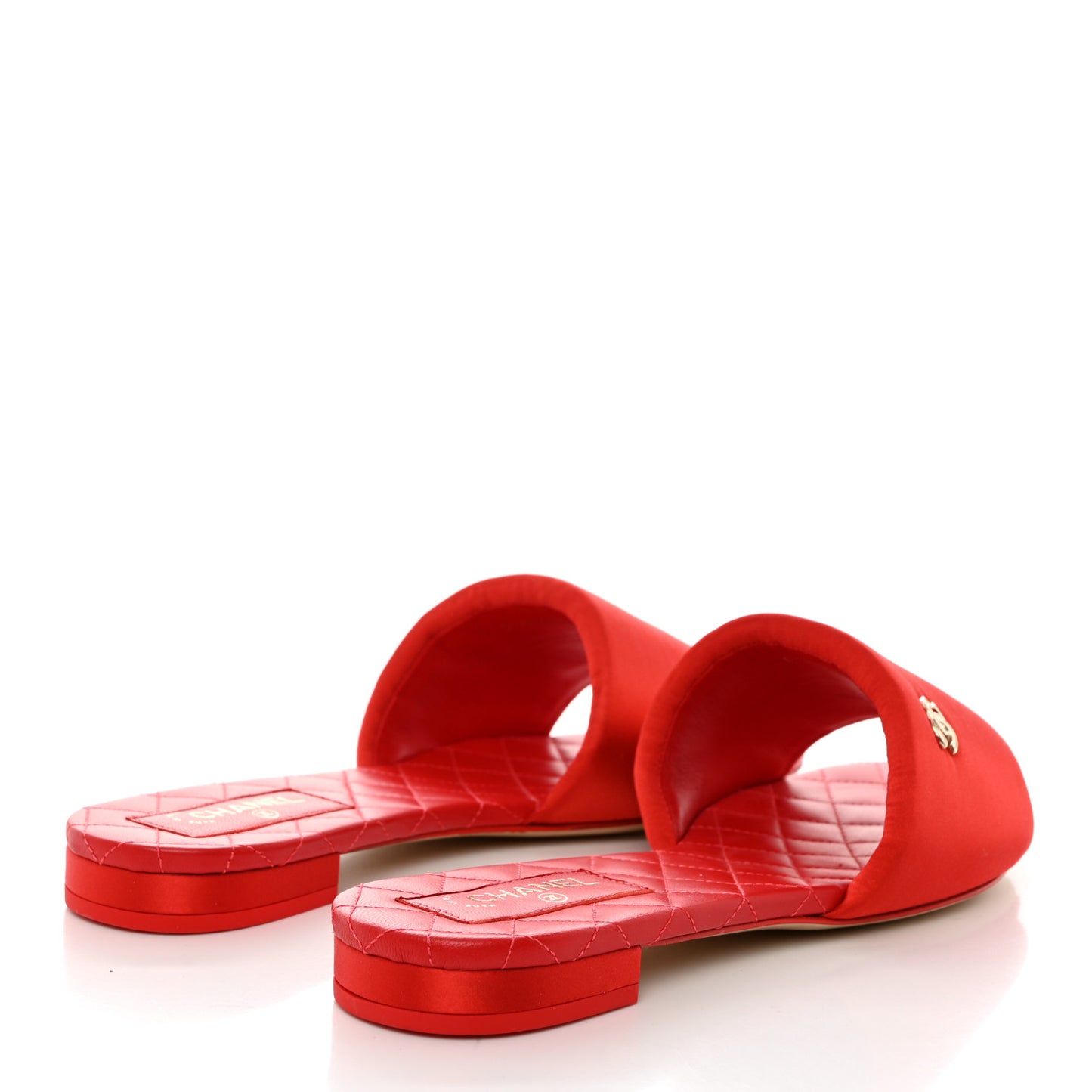 Satin Mule Sandals 40.5 Red